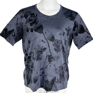Dolce & Gabbana Men 50 L Black Rose T-Shirt Made In Italy 100% Silk Leather Logo
